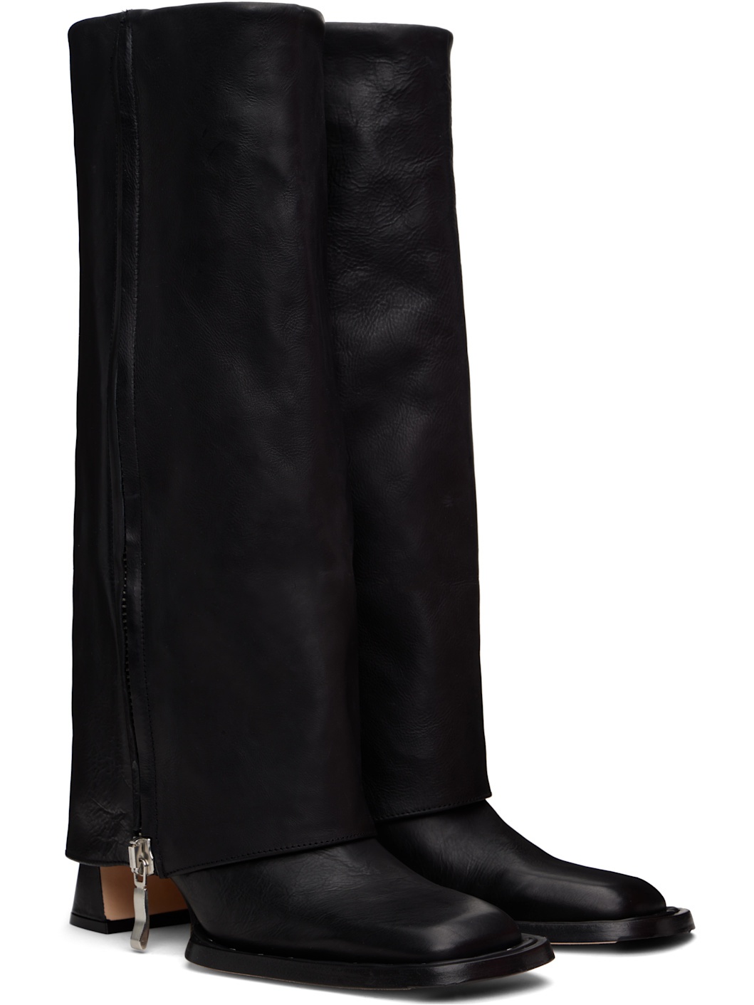 Black Bellamy Fold Over Tall Boots - 4