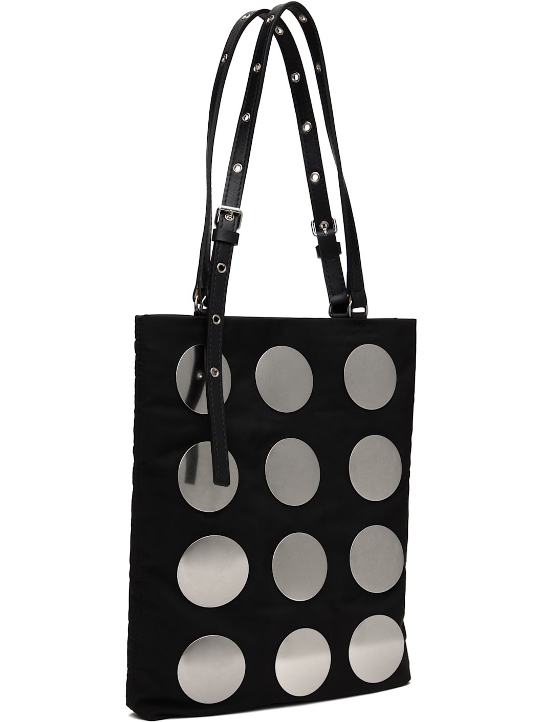 Black Round Studded Mini Tote - 2