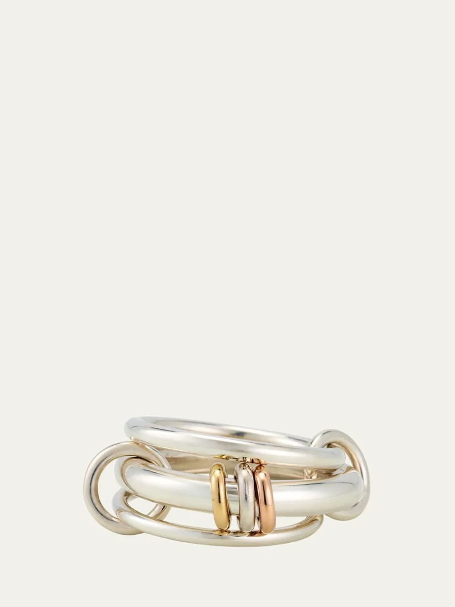 Gemini SG Three Link Ring in Sterling Silver with Mixed Metal Accents - 1