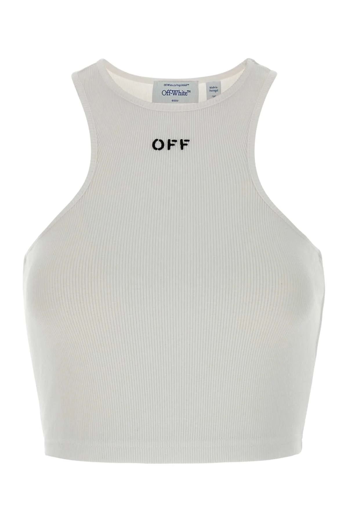 Off White Women White Stretch Cotton Crop-Top - 1
