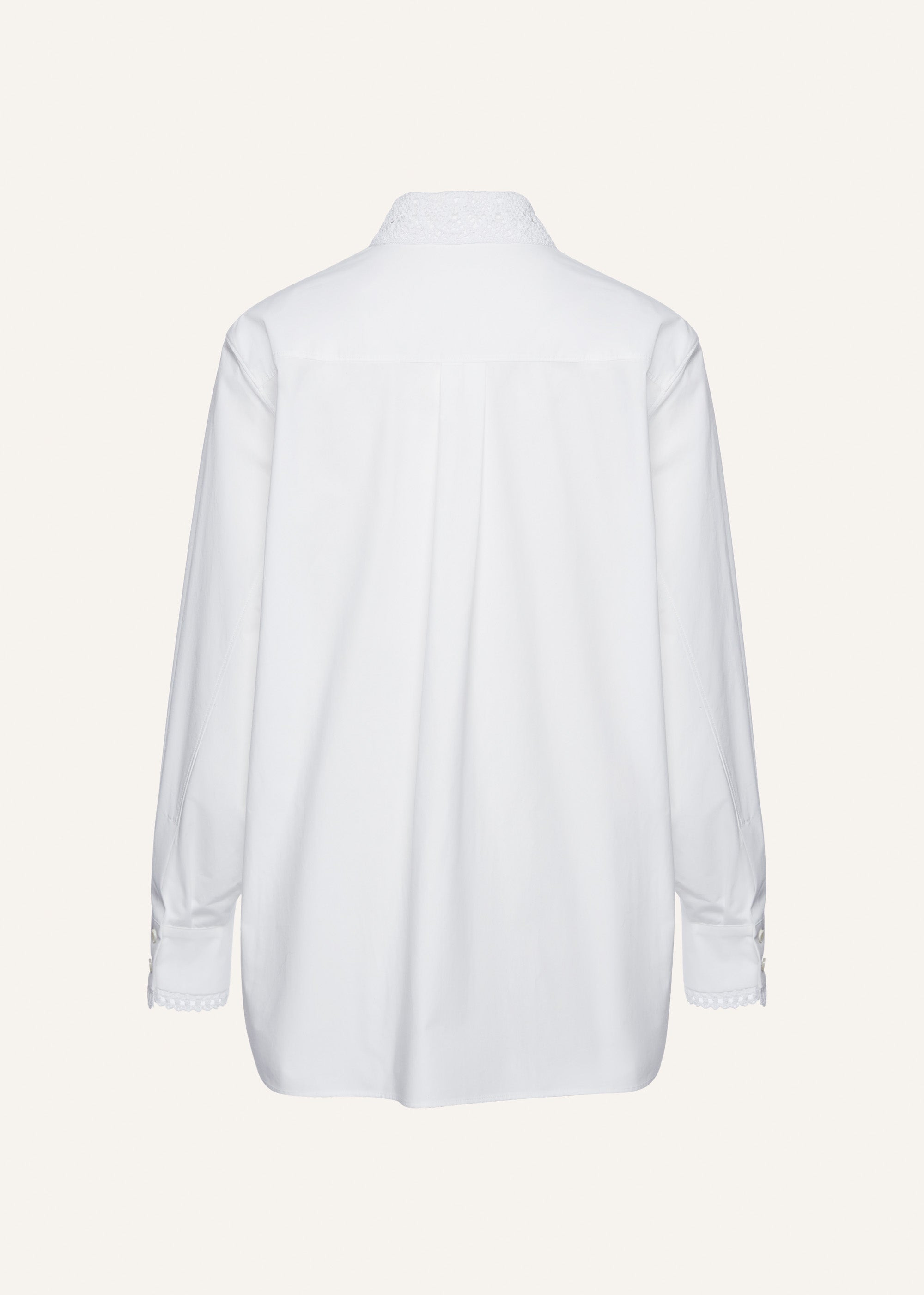 Crochet collar button-up shirt in white - 2