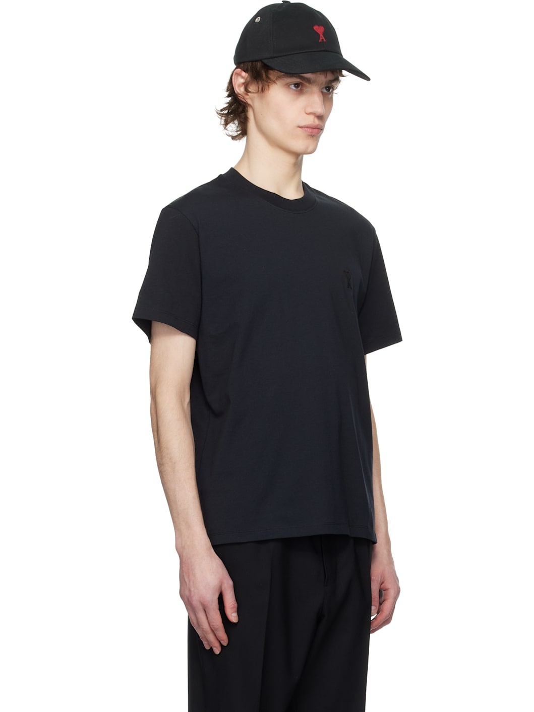 Black Cotton Ami de Coeur T-shirt - 2