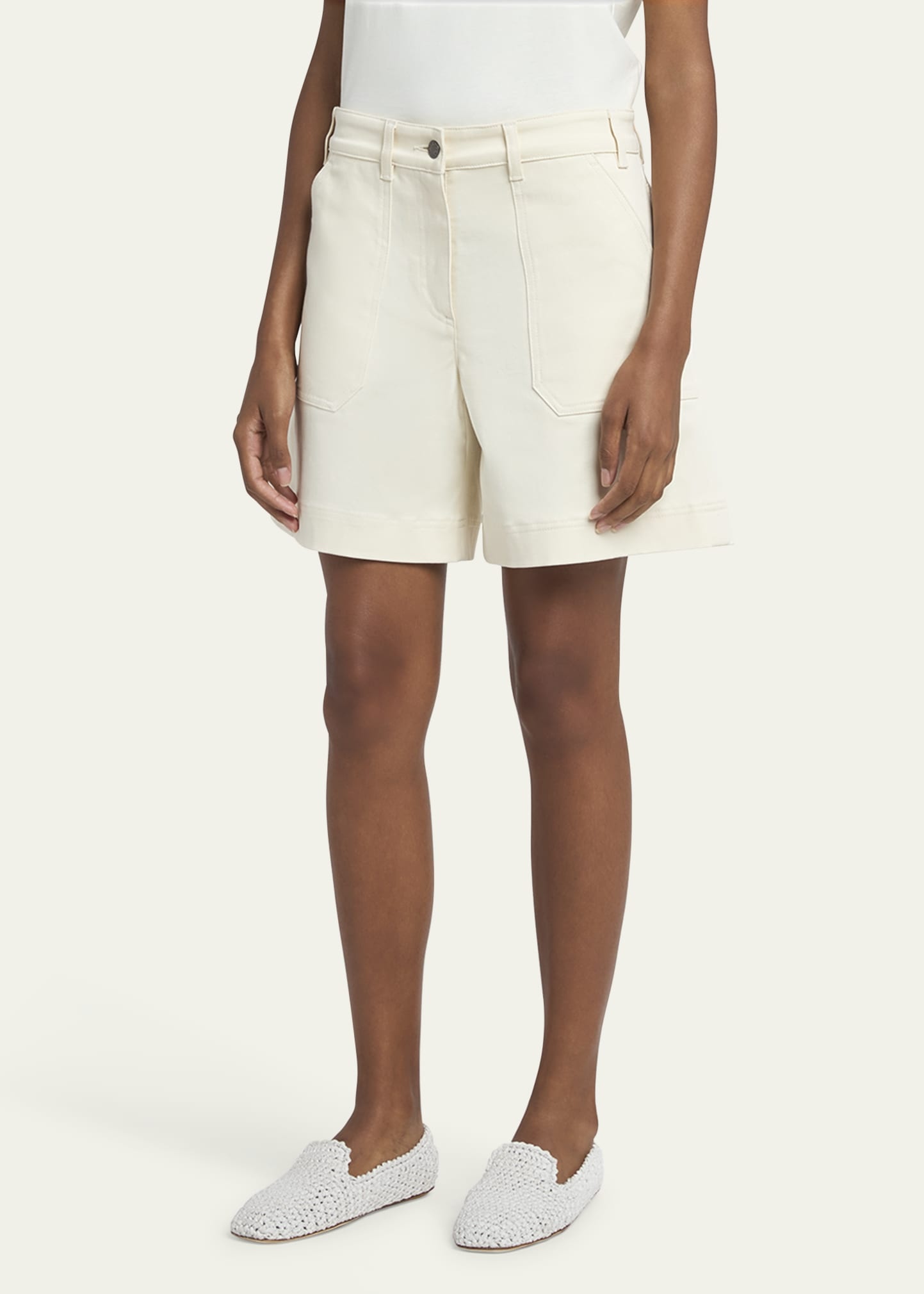 High-Rise Cotton Twill Shorts - 4