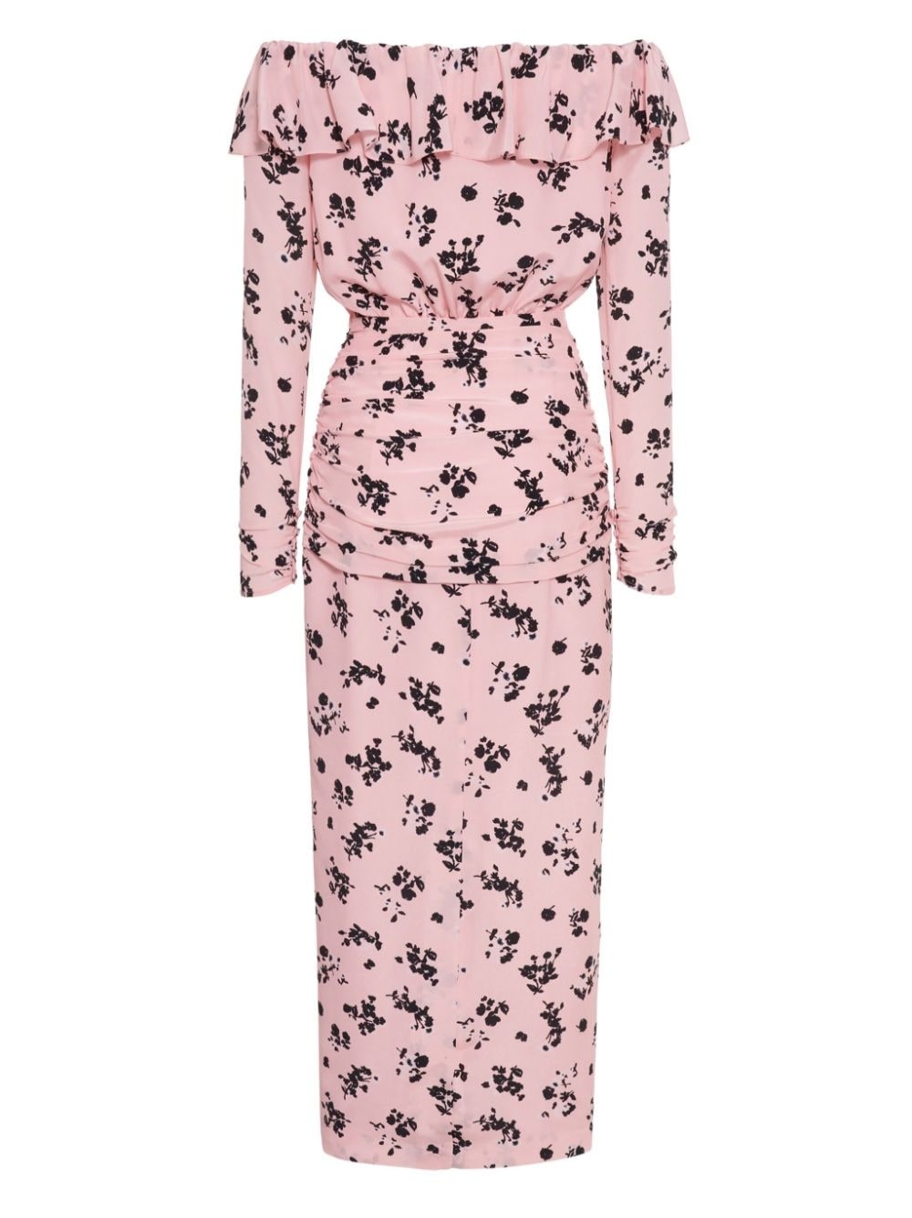 floral-print ruffle off-shoulder dress - 4