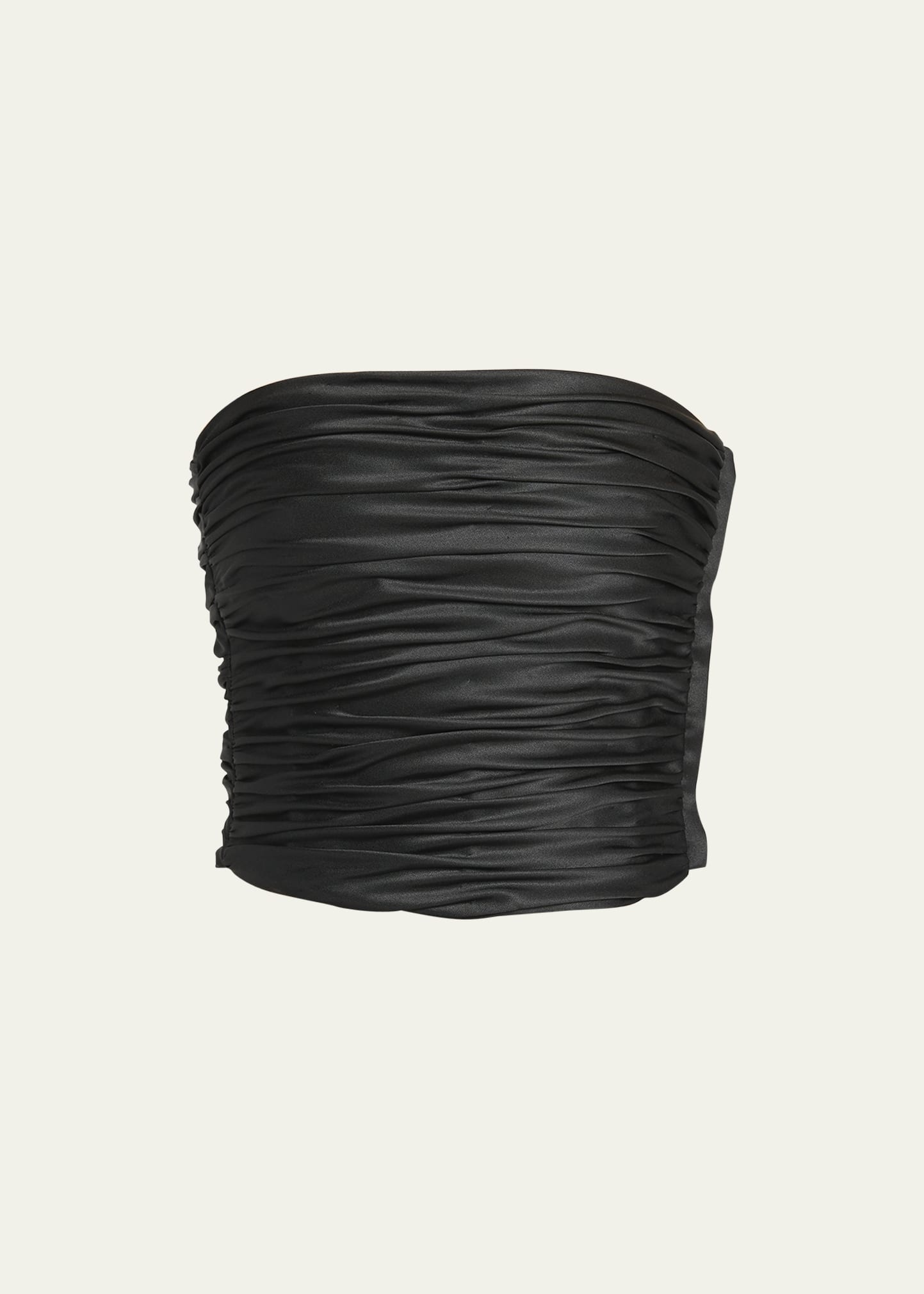 Strapless Ruched Bustier Silk Top - 1