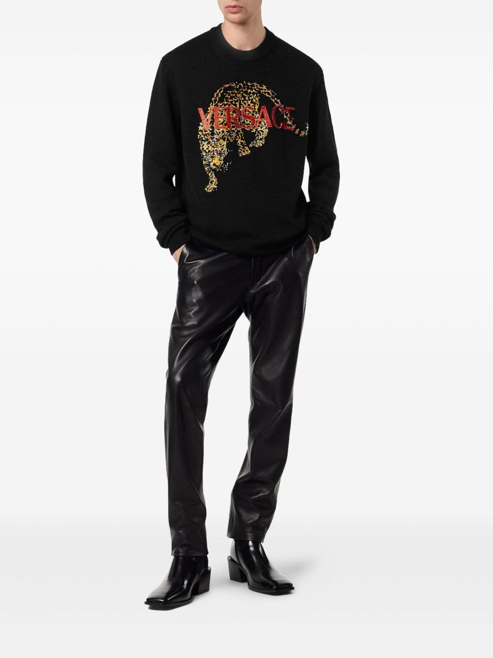 jaguar-embellished sweater - 2