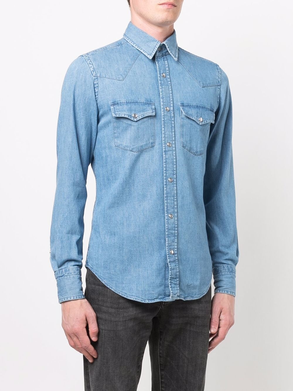 chest-pocket denim shirt - 3