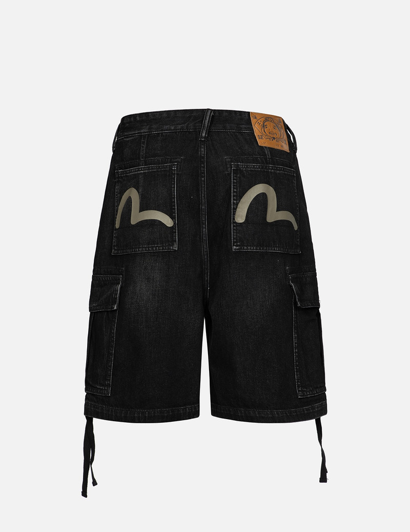 SEAGULL PRINT CARGO DENIM SHORTS 2