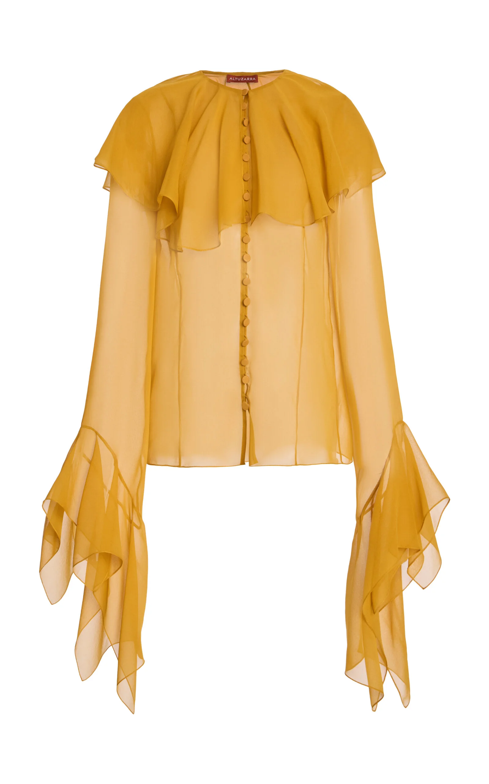 Alida Ruffled Silk Organza Shirt orange - 1