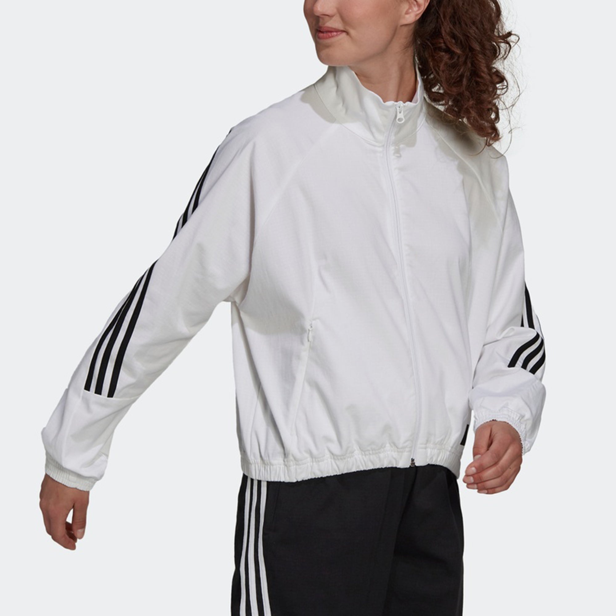 (WMNS) adidas W Fi Wv Tt Stripe Sports Stylish Jacket White H21577 - 4