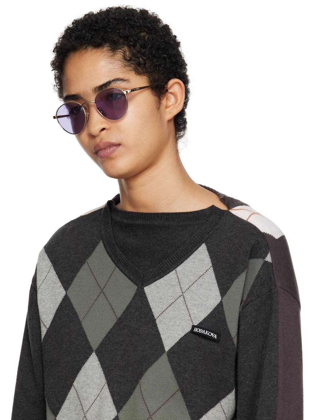 Gold Groove Round Sunglasses - 4