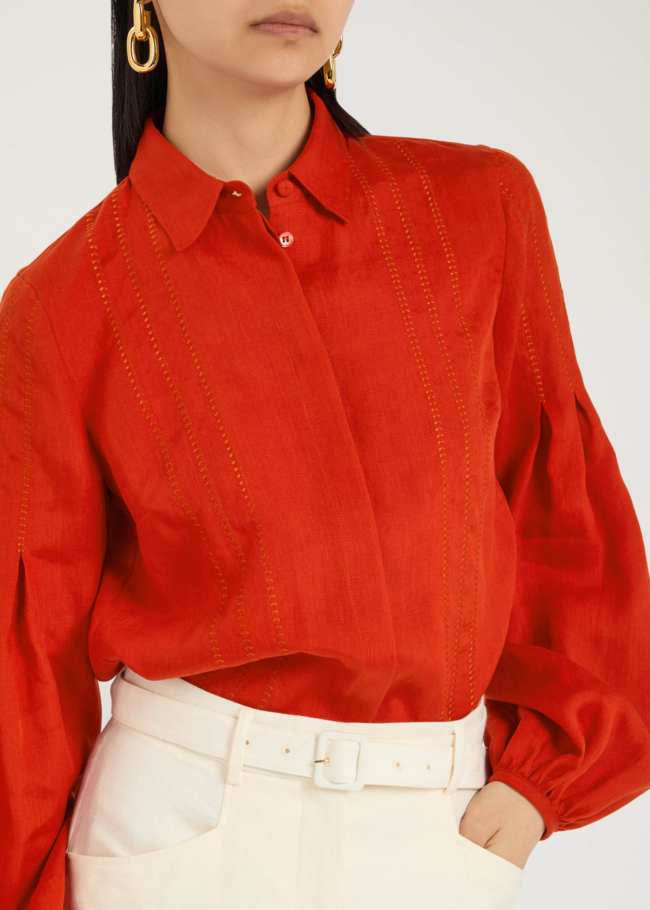 Gabriela Hearst Inga Pleated Linen Blouse - 5