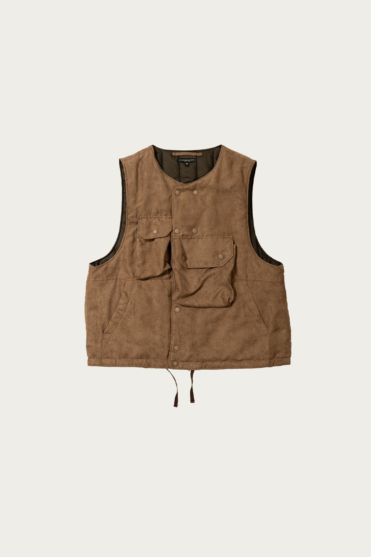 Cover Vest - Khaki Polyester Lightweight Fake Suede - 1