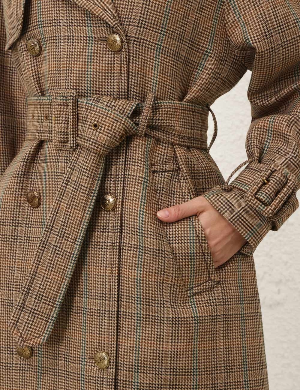 EDEN CHECKED TRENCH COAT - 5