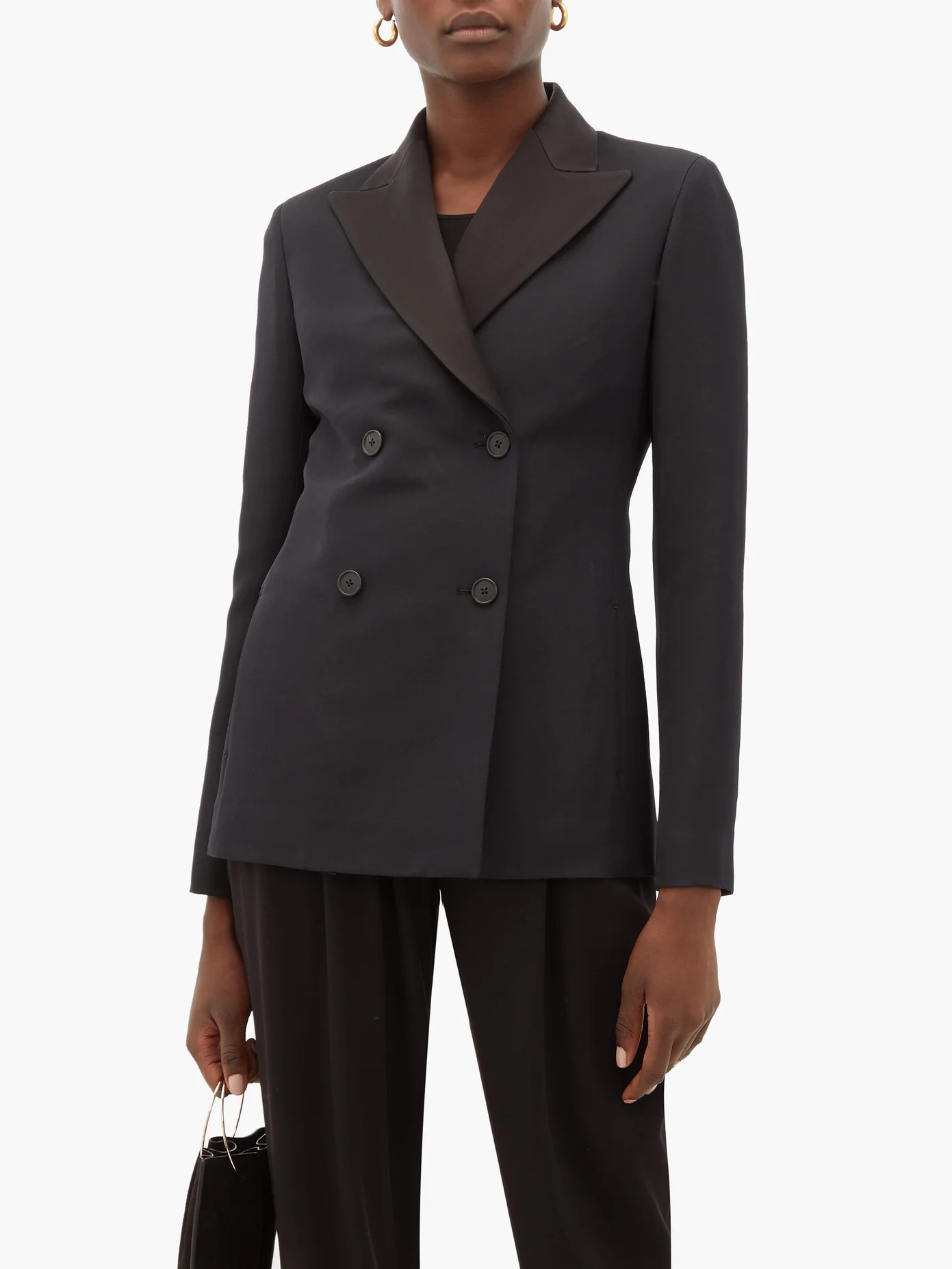 Zori double-breasted wool-blend faille jacket - 3