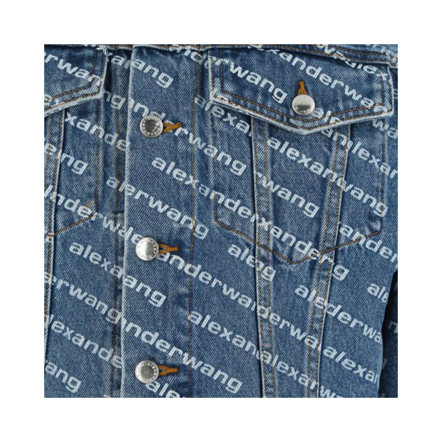 Alexander Wang DEEP BLUE AND WHITE DENIM LOGO JACKET