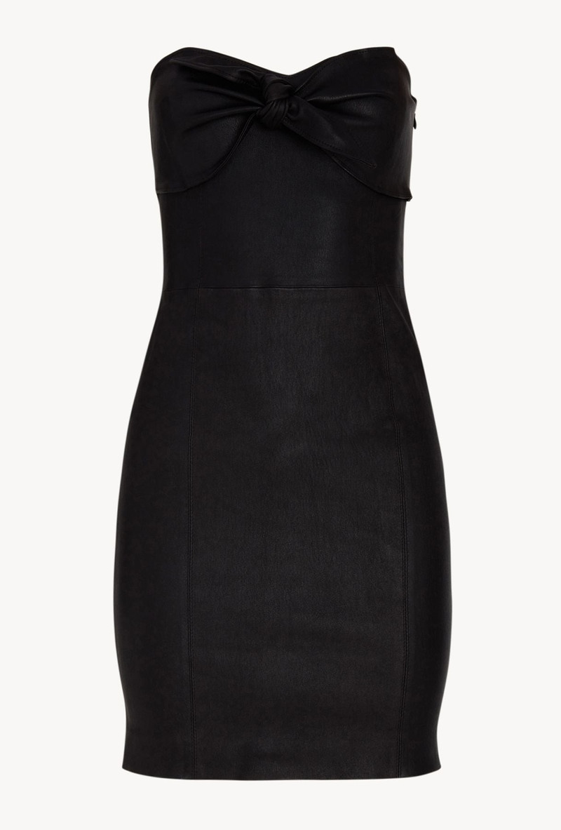 BLACK LEATHER FRONT TIE DRESS 4