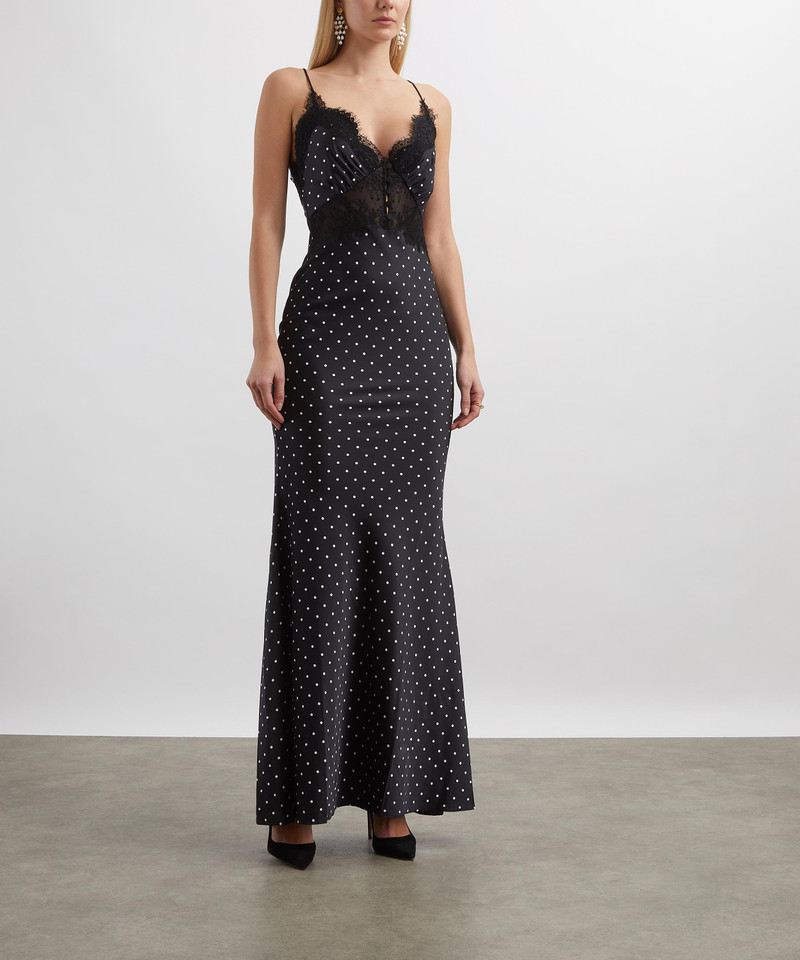 self-portrait Polka-Dot Satin Maxi Dress outlook