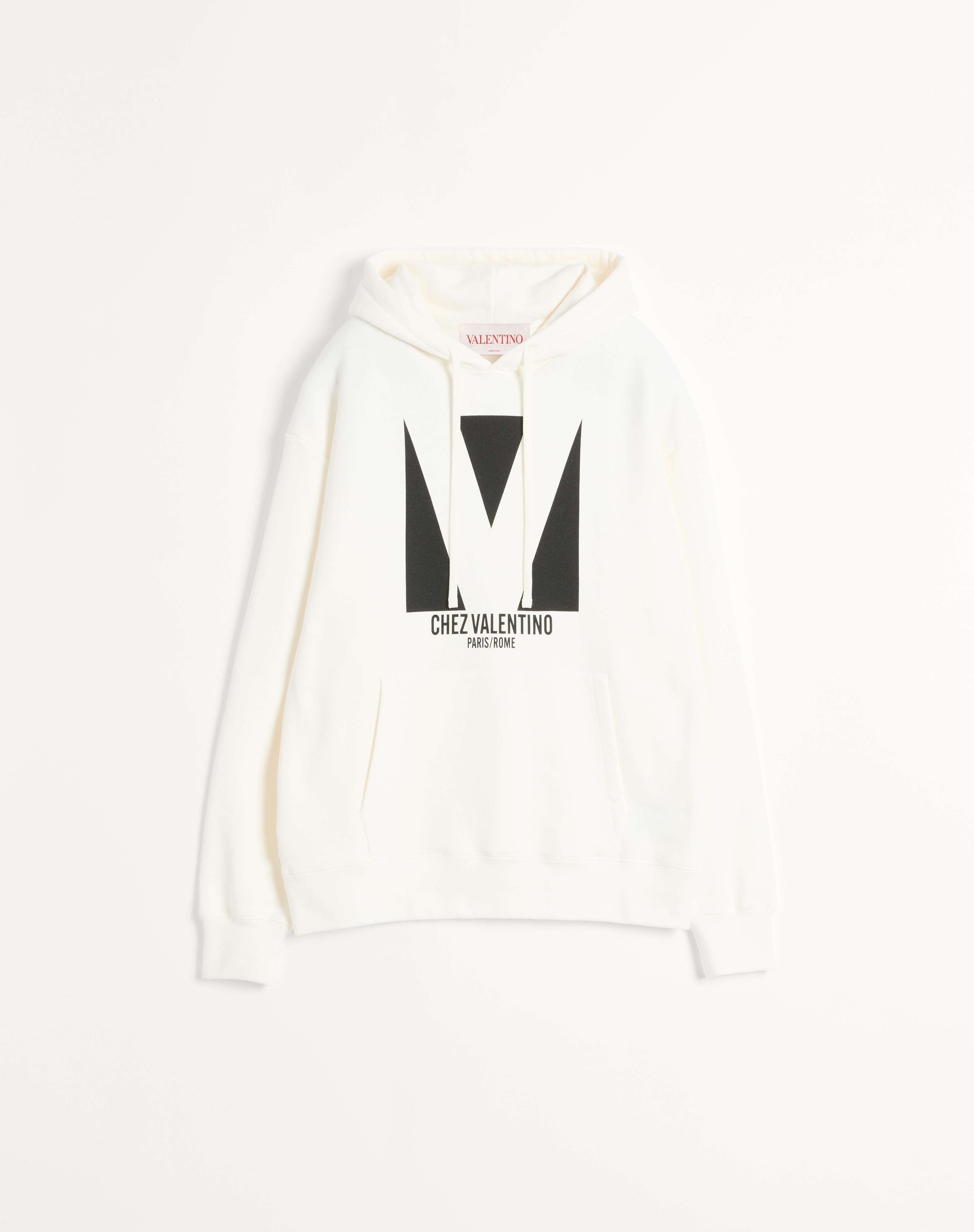 COTTON HOODED SWEATSHIRT WITH CHEZ VALENTINO PRINT - 1