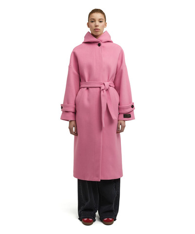 MSGM Blended virgin wool coat with "Wool Felt" belt outlook