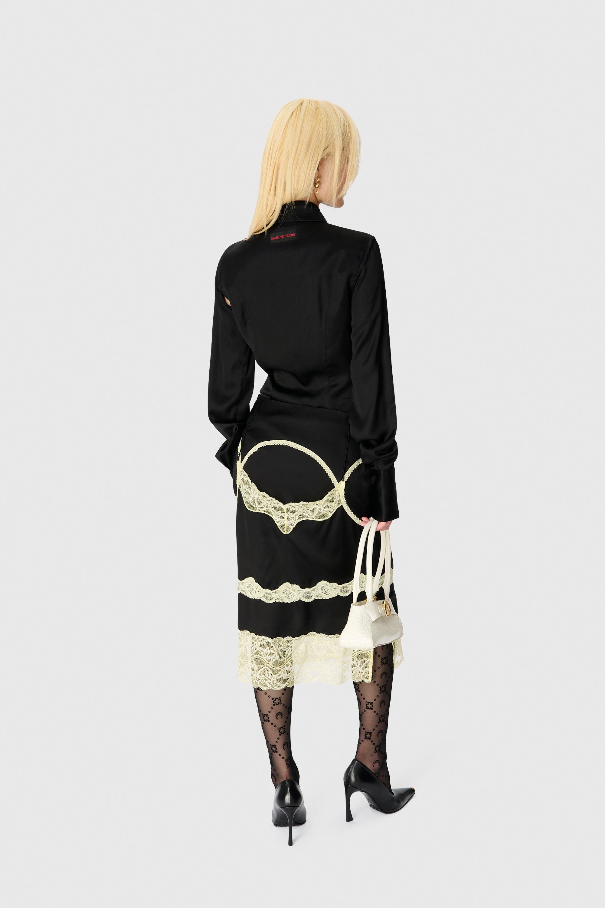 Satin & Lace Midi Skirt - 3