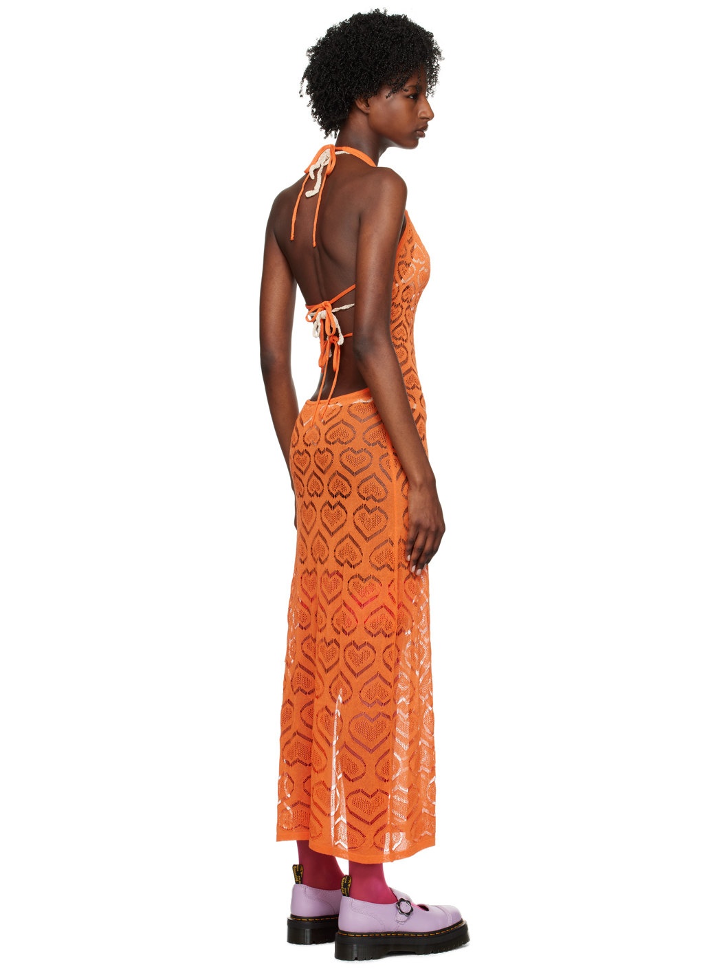 SSENSE Exclusive Orange Heart Maxi Dress - 3