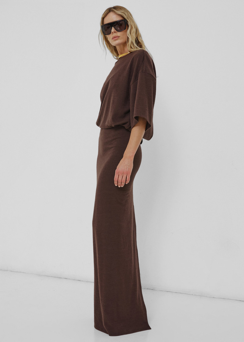 Darkpark Marlin Open Back Wool Dress - Dark Brown 1