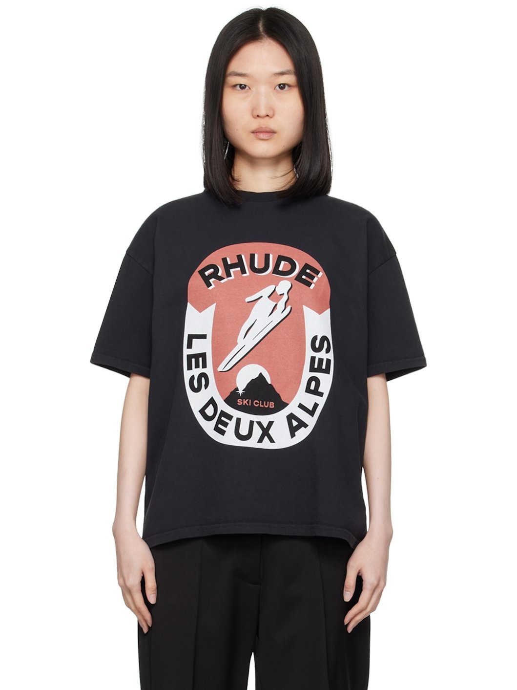 Black 'Les Deux Alpes' T-Shirt - 1