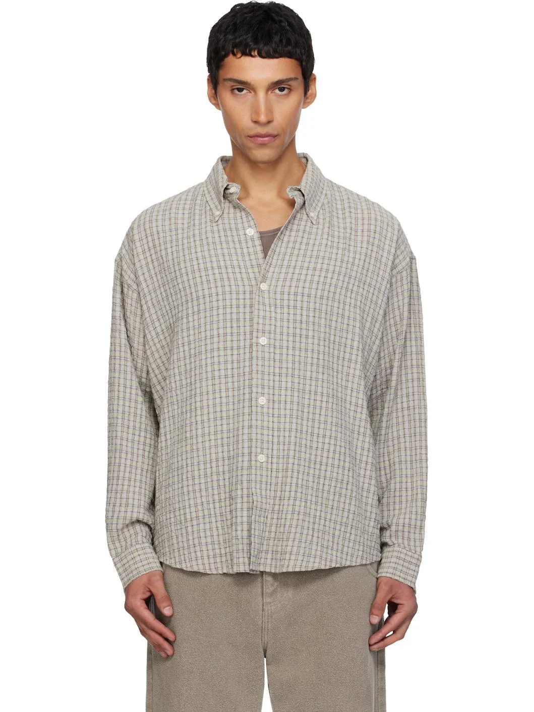 Gray Button Down Shirt - 1