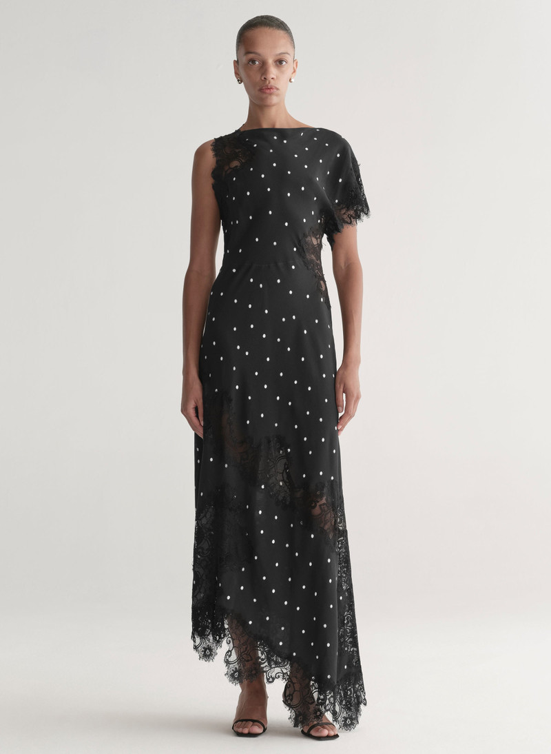 A.L.C. Alessia Polka Dot Crepe and Lace Maxi Dress outlook