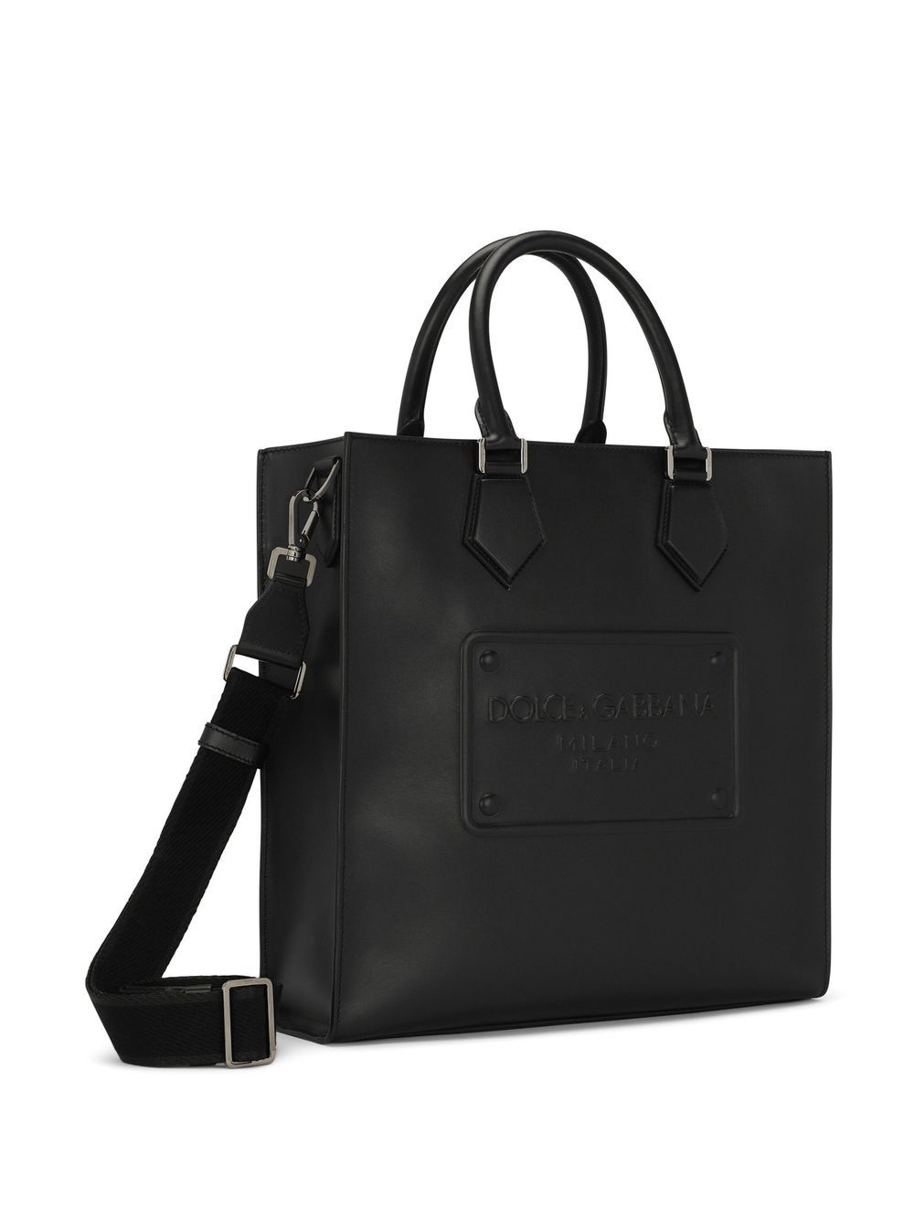 logo-embossed leather tote bag - 4