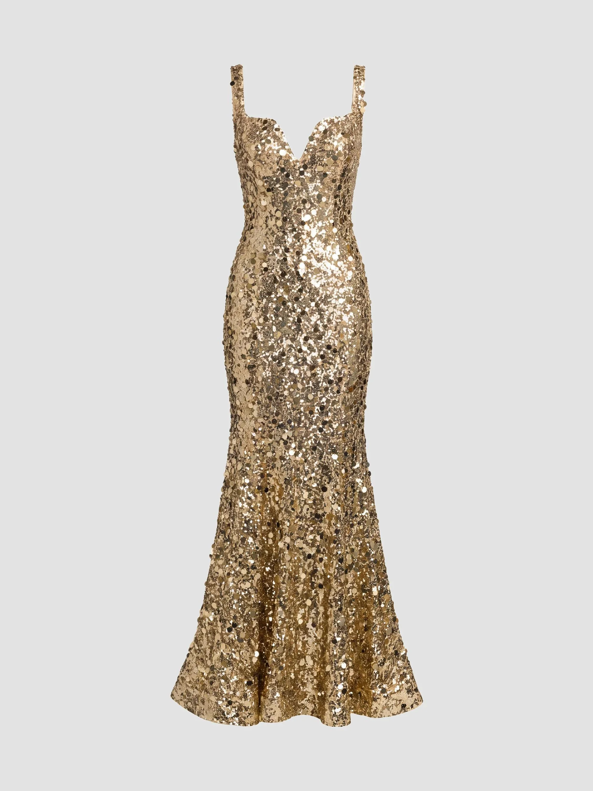 Women's Sequined Mermaid Gown - Gold - 1