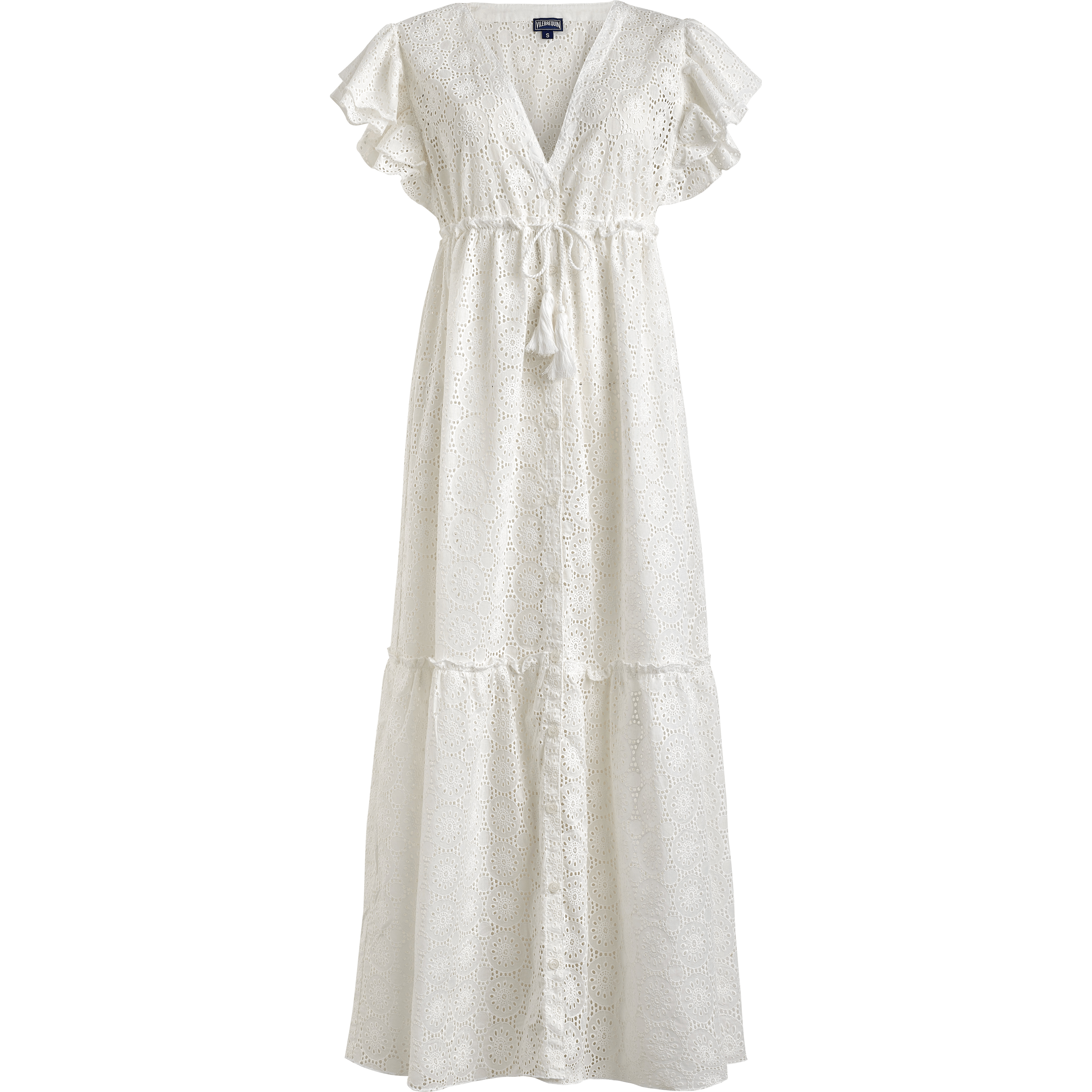 Women Long Cotton Dress Broderies Anglaises - 1