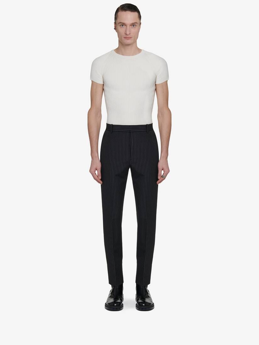 Men's Tailored Cigarette Trousers in Black/white - 1