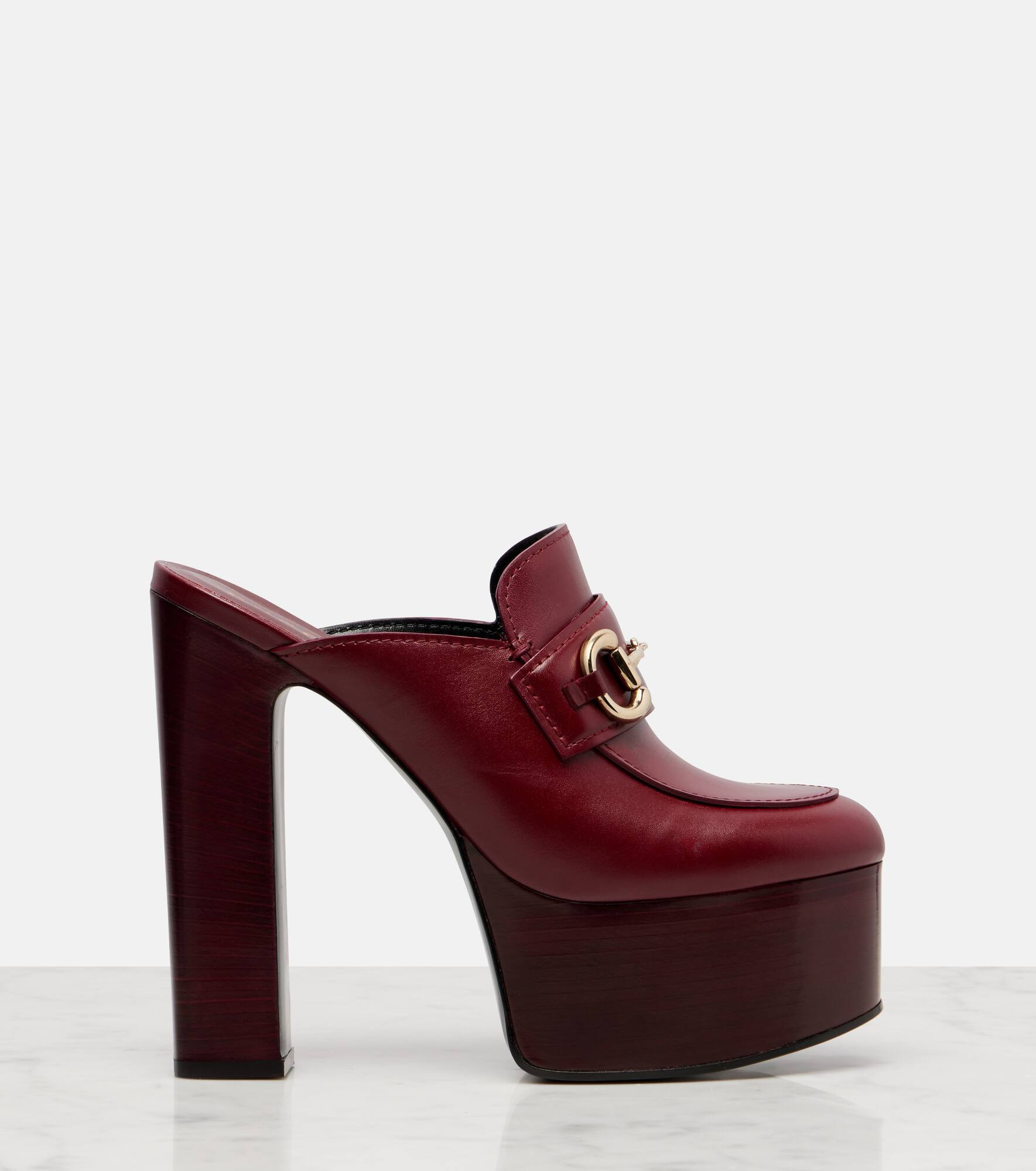 Horsebit leather platform mules - 4