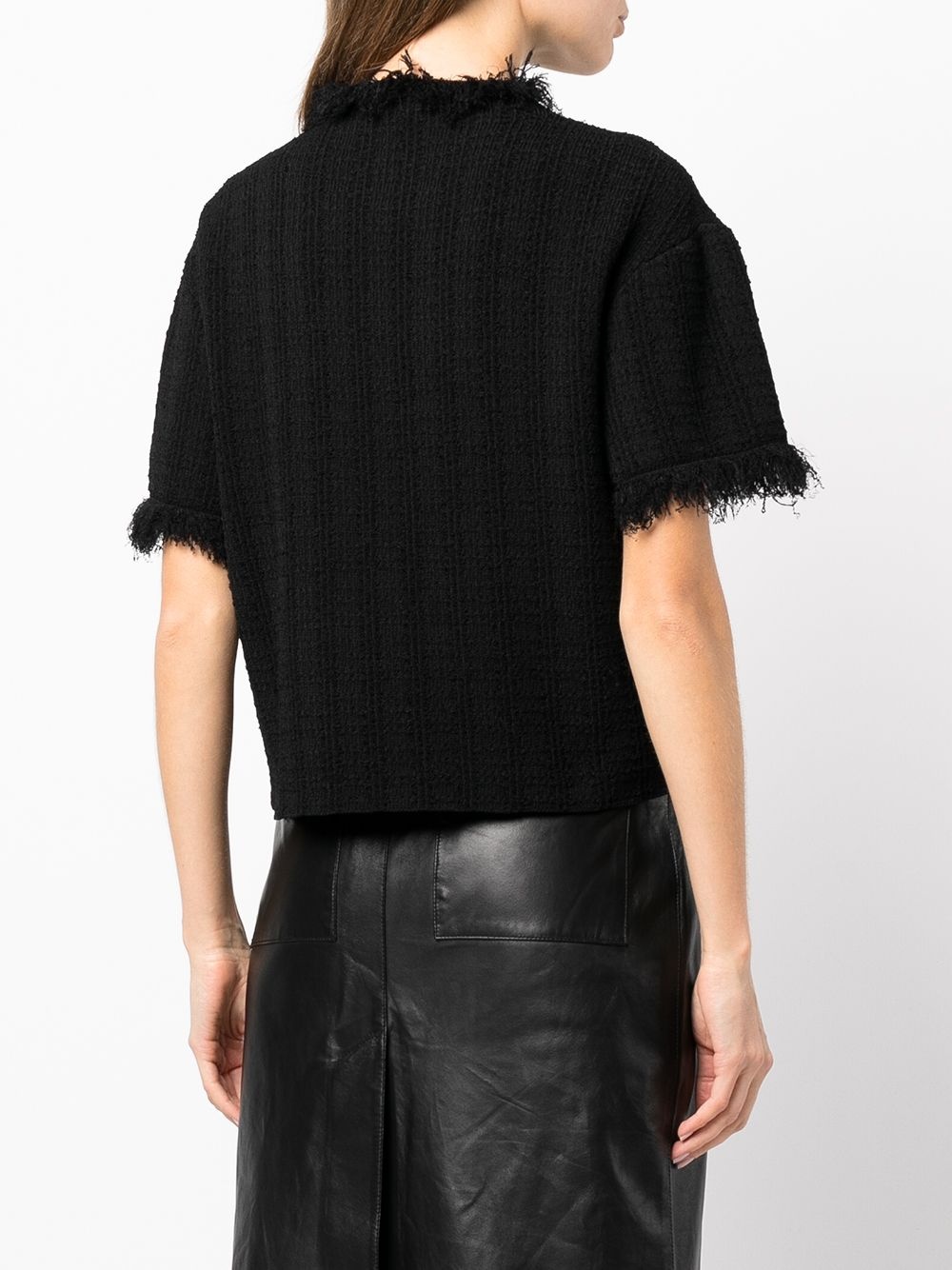 frayed-edge short-sleeve jumper - 4