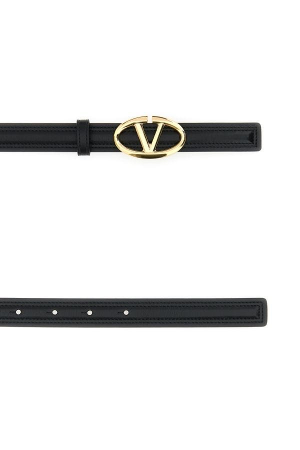 Black leather reversible VLogo belt - 2