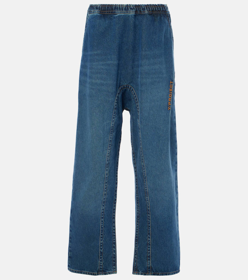 Logo low-rise wide-leg jeans - 1