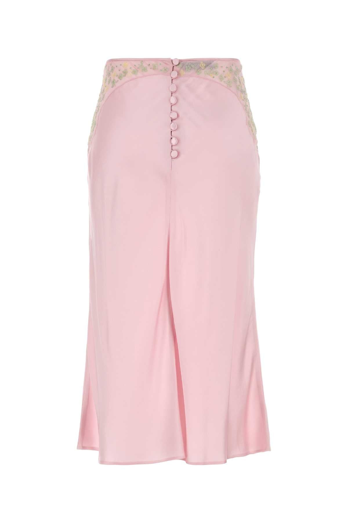 Prada Women Pink Satin Skirt - 2