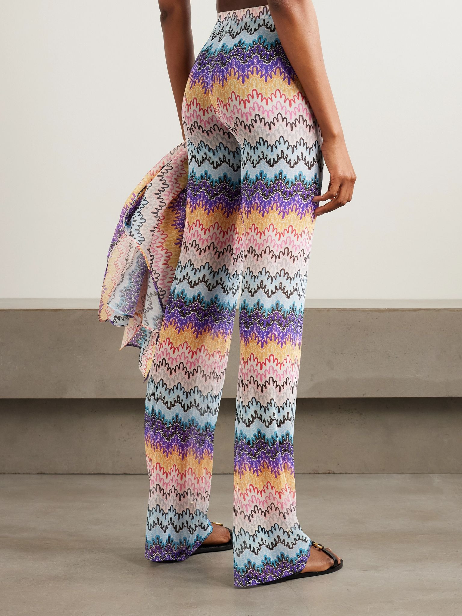 Printed mesh flared pants Multi - 3