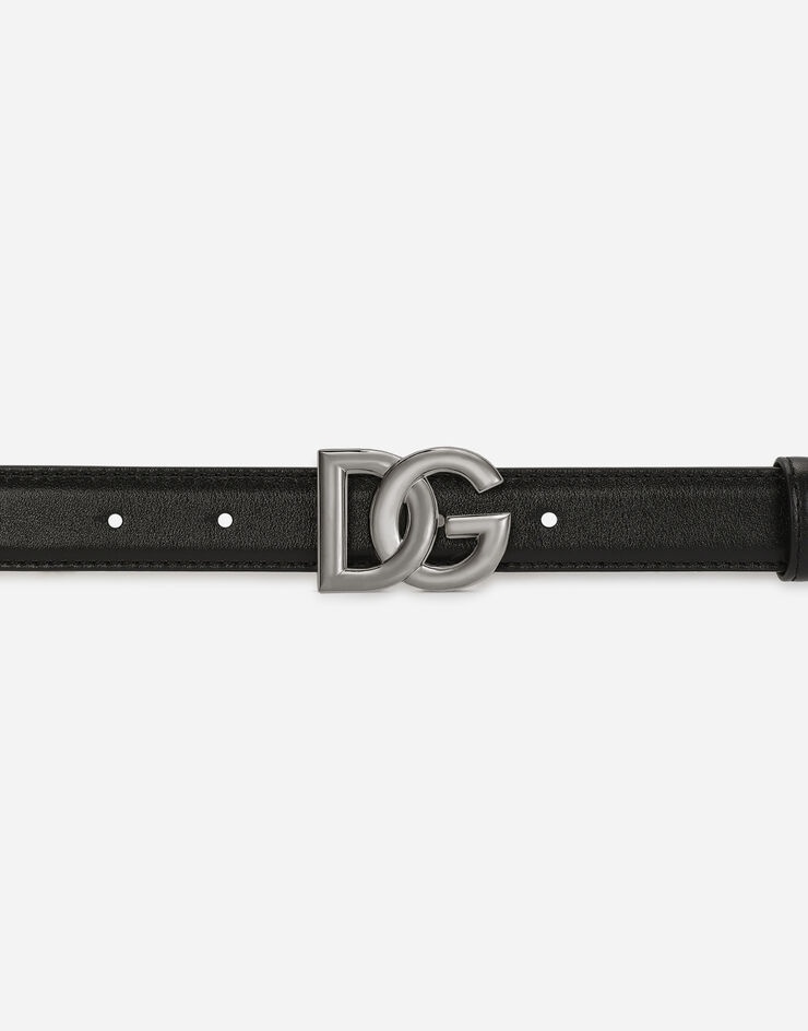 Calfskin belt with crossover DG buckle logo - 3