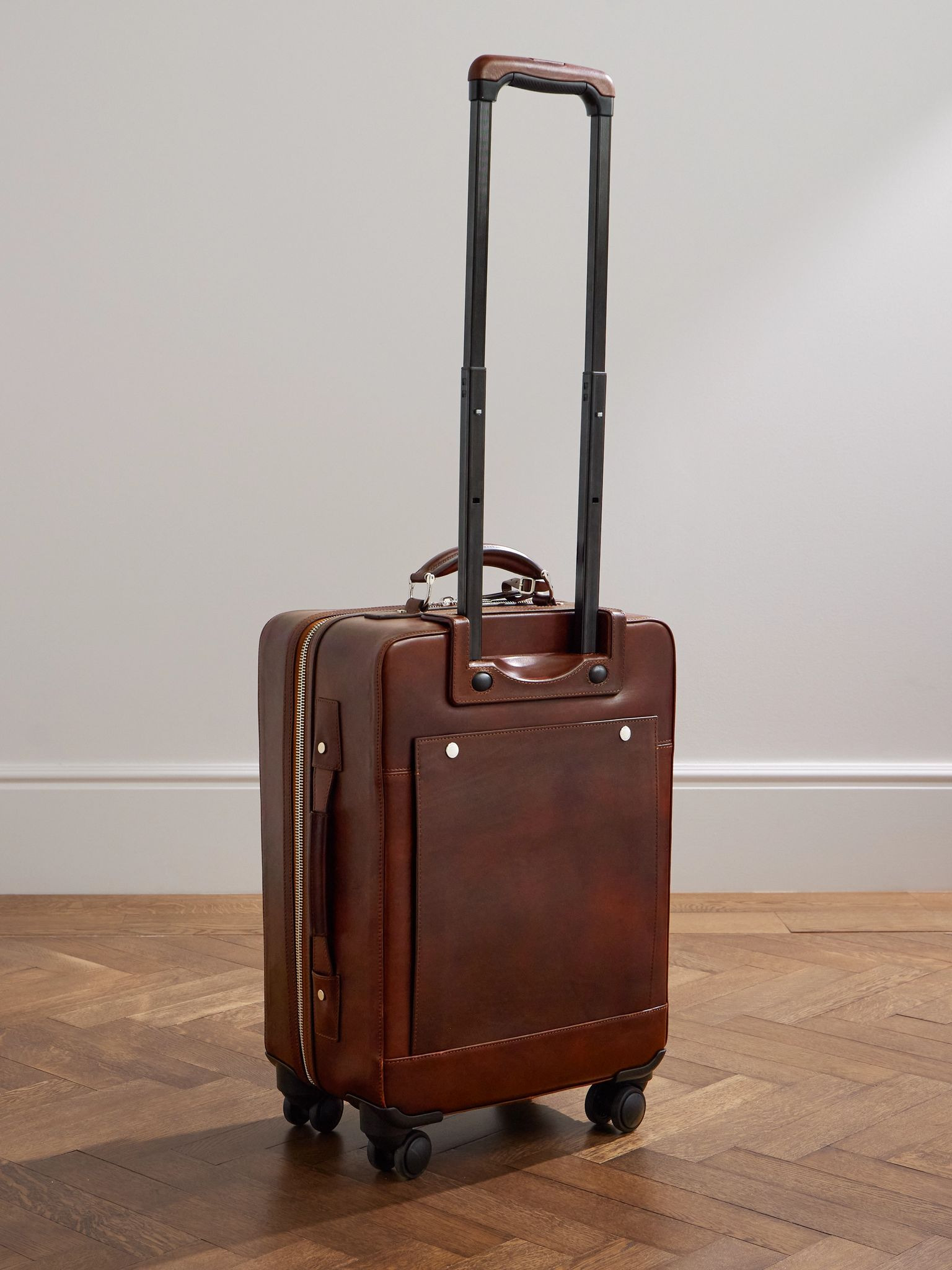 Full-Grain Leather Carry-On Suitcase Red - 4