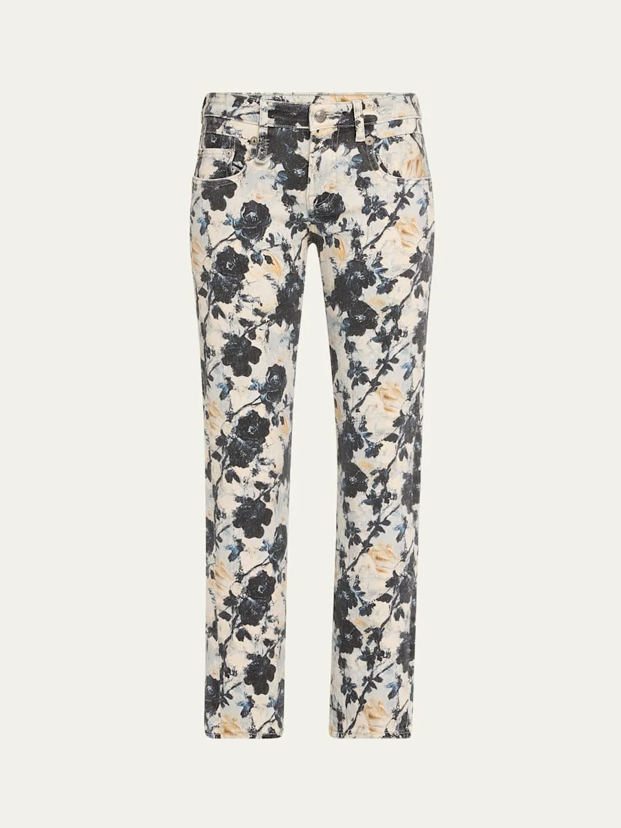 Boy Straight Floral Jeans - 1