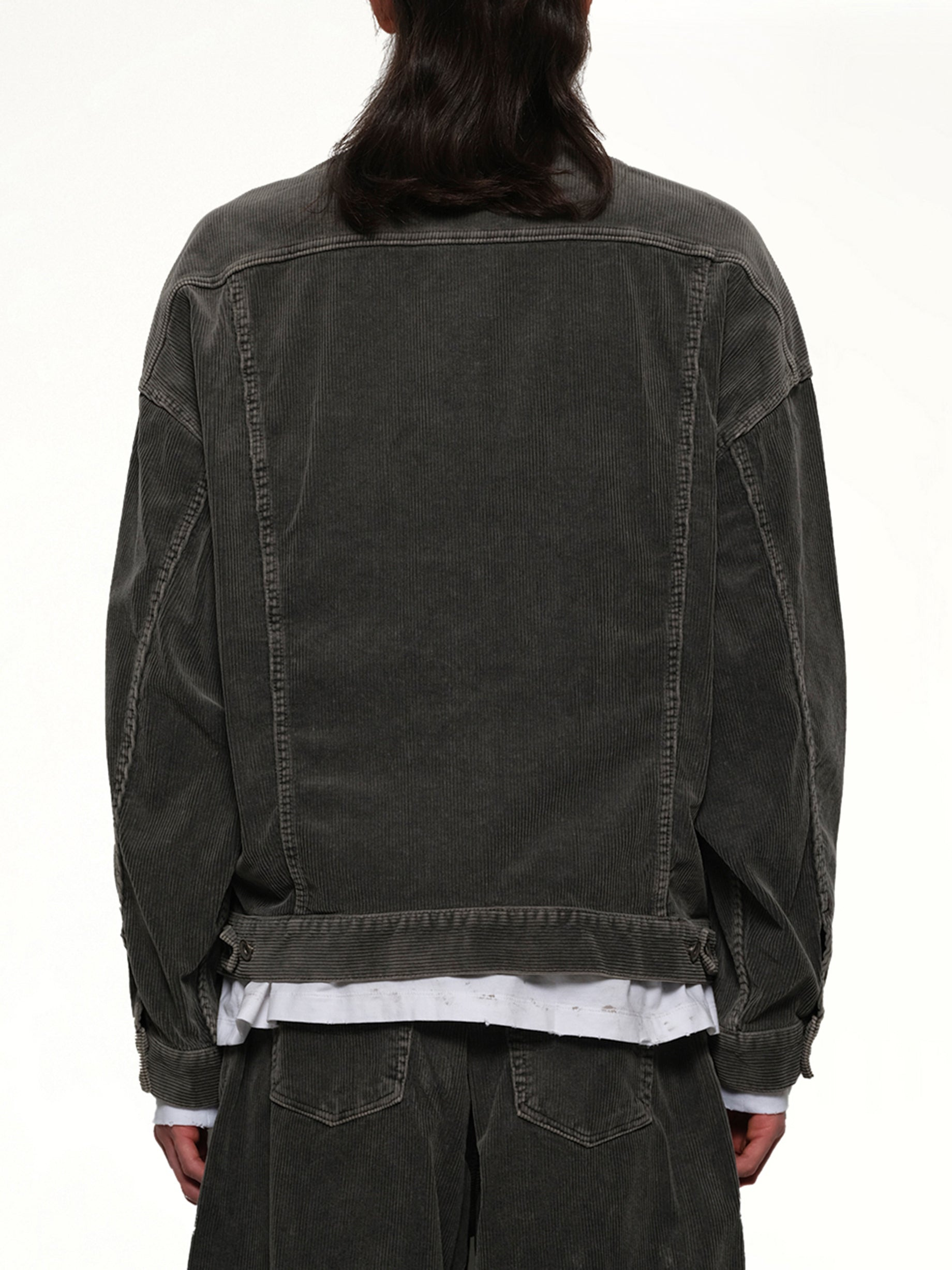 Bone Applique Corduroy Jacket in Grey - 5