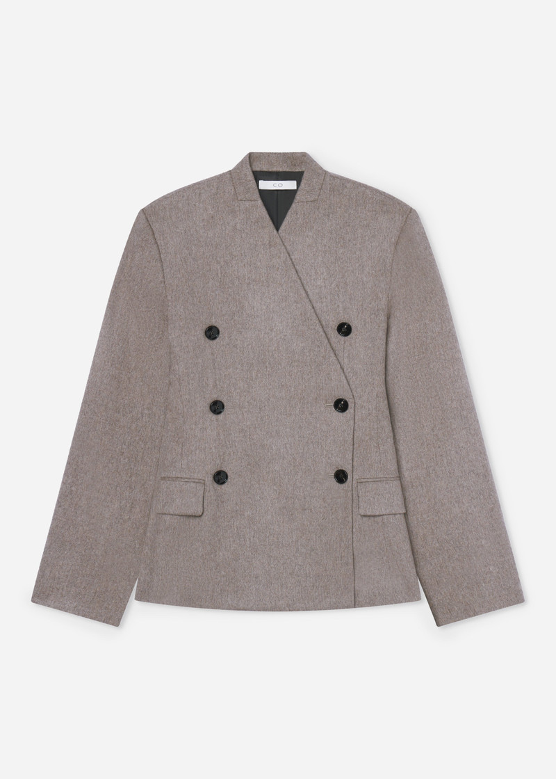 Sculptural Collarless Blazer in Wool Cashmere 1