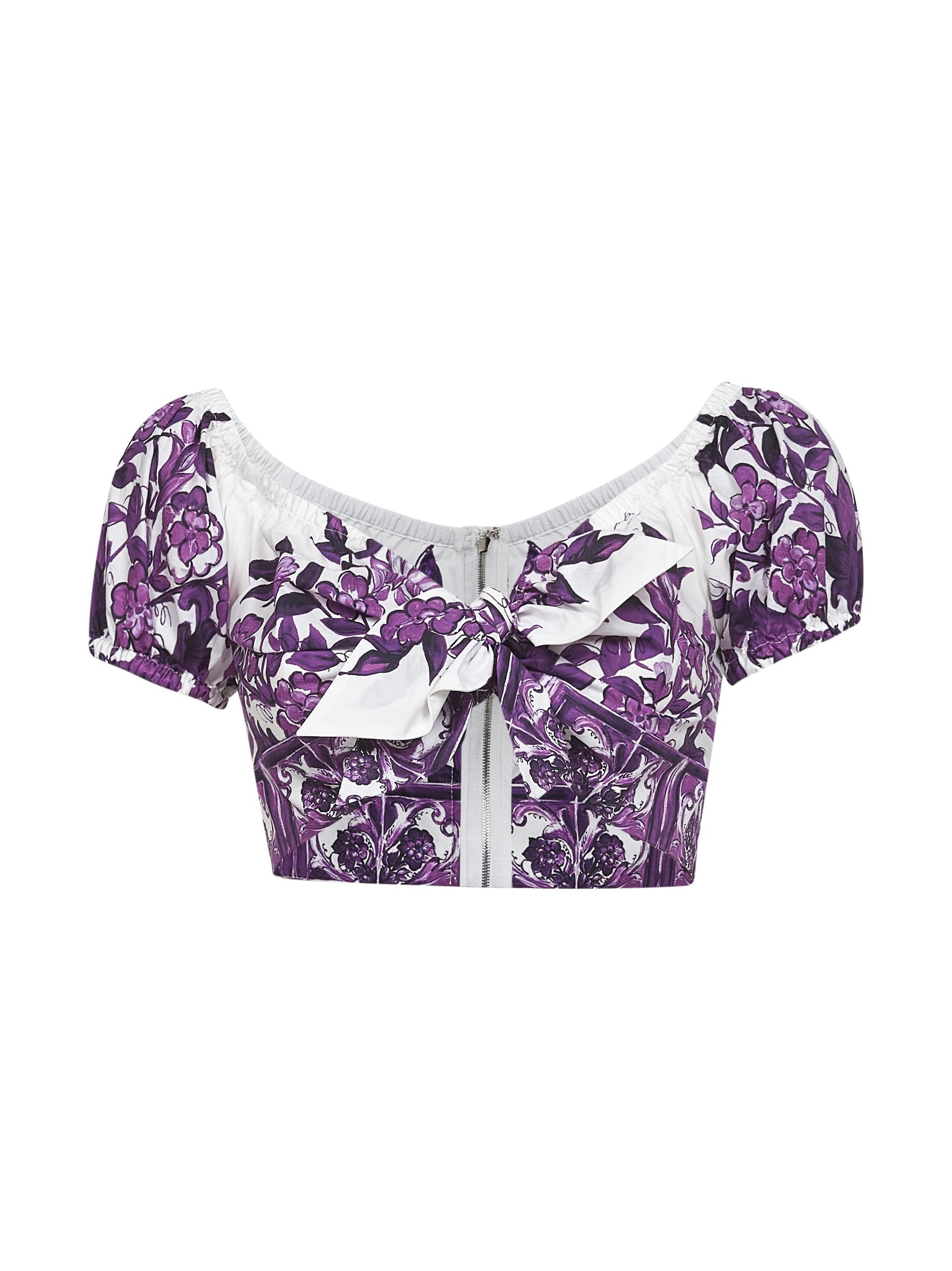 Dolce & Gabbana Women Maiolica Print Poplin Top - 1