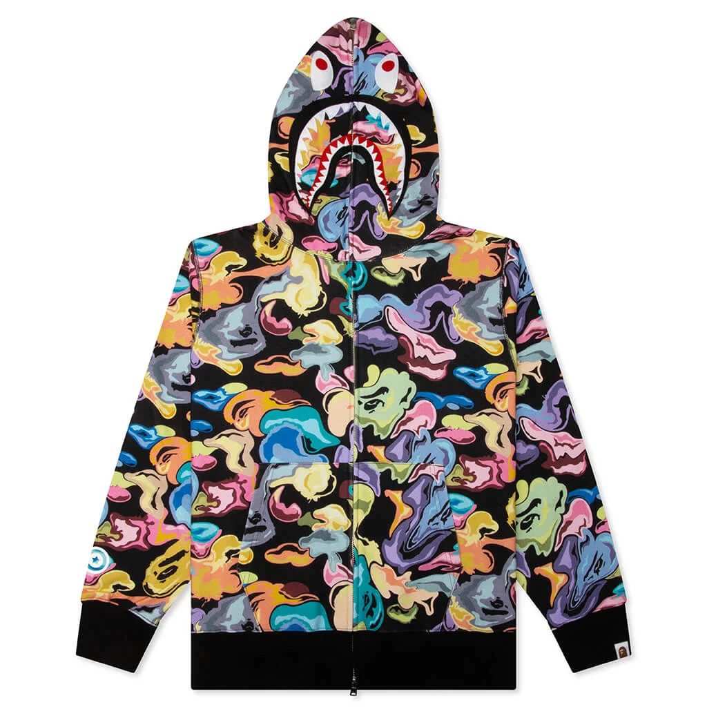 ART CAMO SHARK FULL ZIP HOODIE - BLACK - 1