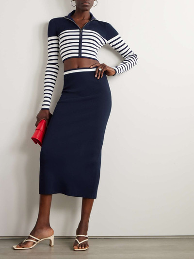 STAUD Karina striped knitted midi skirt outlook