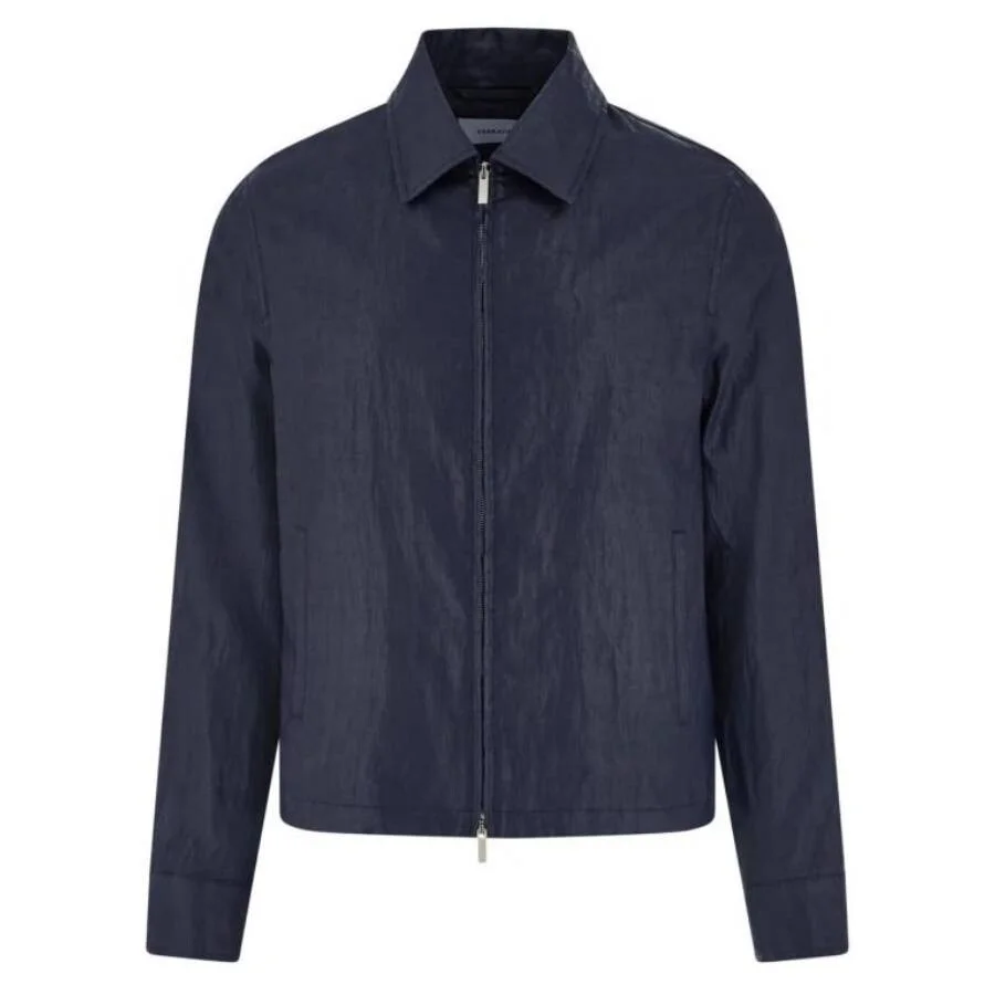 Ferragamo Blue Linen Blouson Jacket - 1