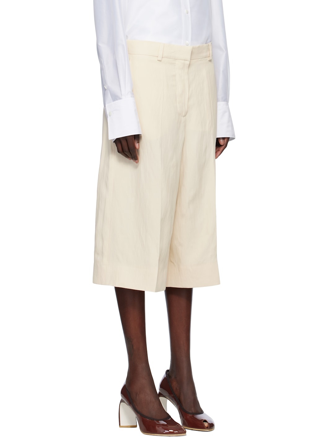 Off-White Linen Culotte Shorts - 2